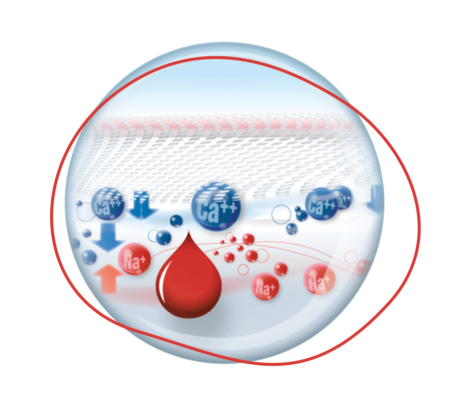Ikona przedstawiająca jony wapnia i krew
